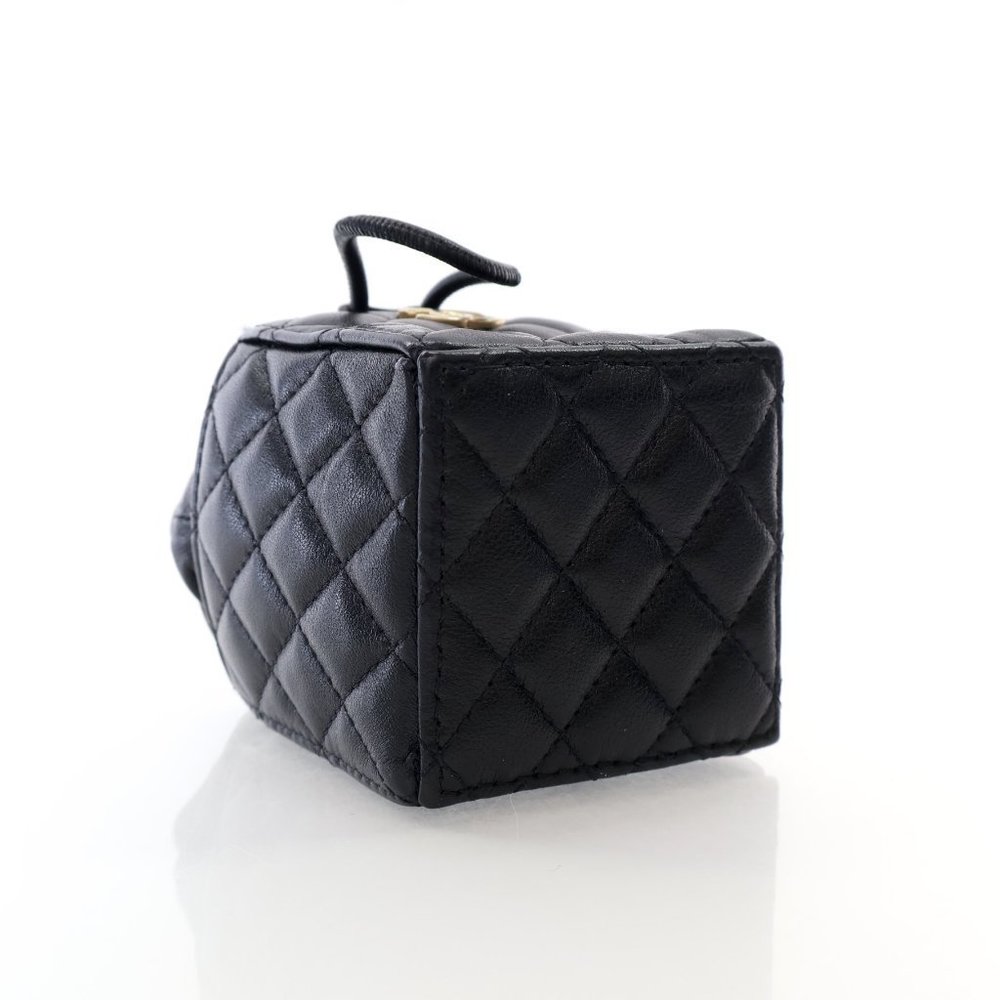 Chanel Mini Black Lambskin Drawstring Bucket Bag - image 6